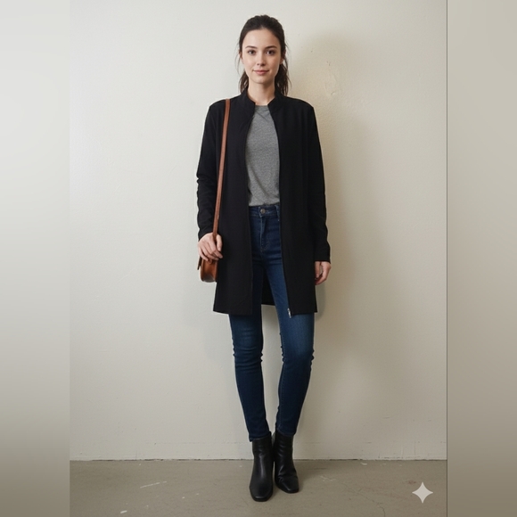 Eileen Fisher Jackets & Blazers - Eileen Fisher Long Flight Jacket Black .